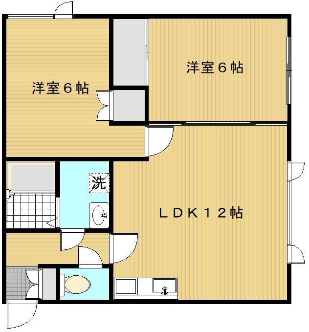 ハウスクリークスリー(2LDK/2階)の間取り写真