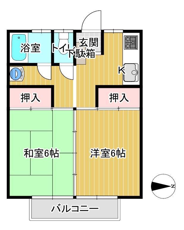 タカエビレッジ(2K/2階)の間取り写真