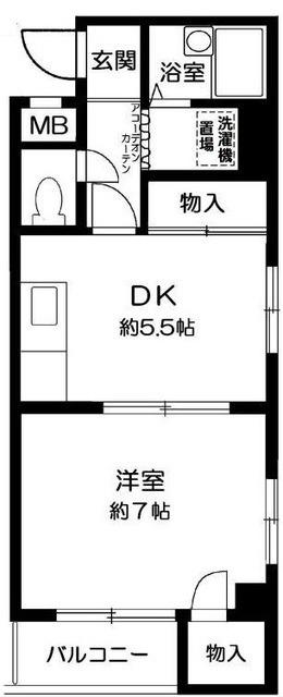 グランドステータス・モア(1DK/2階)の間取り写真