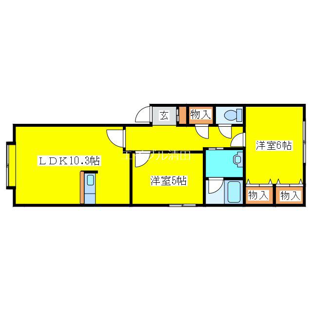 ラコート清田(2LDK/3階)の間取り写真