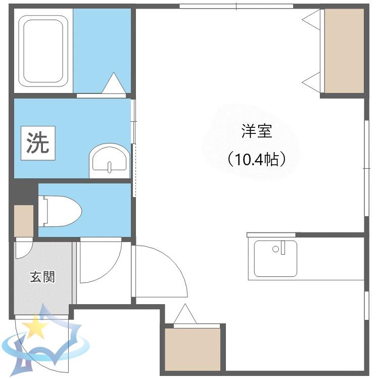 アルカディア手稲パークサイド(1K/5階)の間取り写真