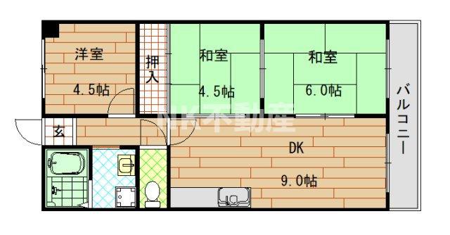 メゾンドール水野(3LDK/3階)の間取り写真