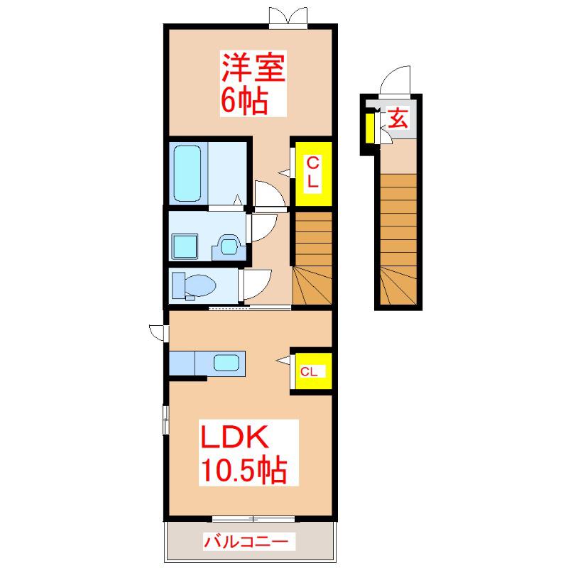 ソレイユ・マルニシ(1LDK/2階)の間取り写真