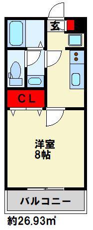 アカイユ(1K/2階)の間取り写真