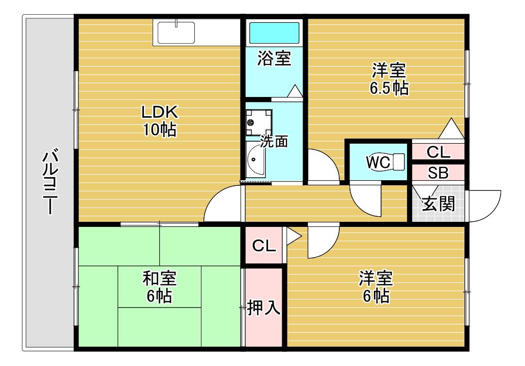 フレーバーフラッツ(3LDK/2階)の間取り写真