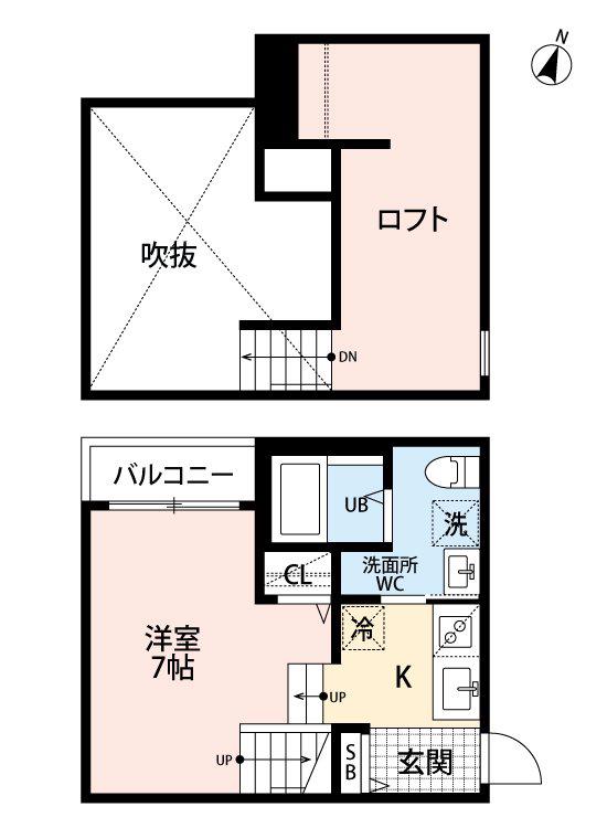 LALUCE黒髪(1SK/1階)の間取り写真