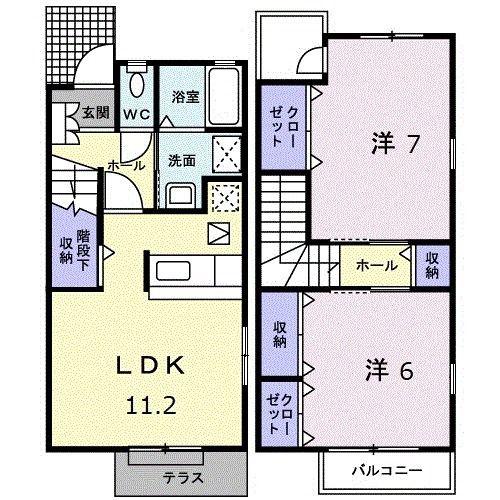 ステイブル神明(2LDK/1階)の間取り写真