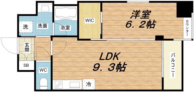 VINOプレジオ本町(1LDK/6階)の間取り写真