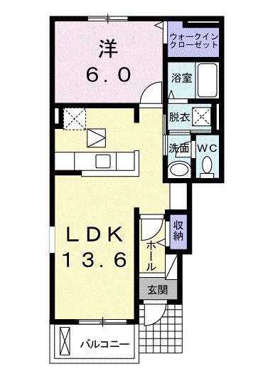LATOURKAIZAWA V(1LDK/1階)の間取り写真