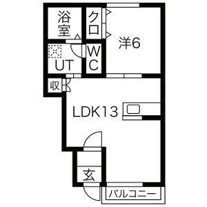 ユイマール(1LDK/1階)の間取り写真