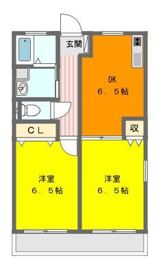JR東海道本線 天竜川駅 徒歩32分 2階建 築26年(2DK/1階)の間取り写真