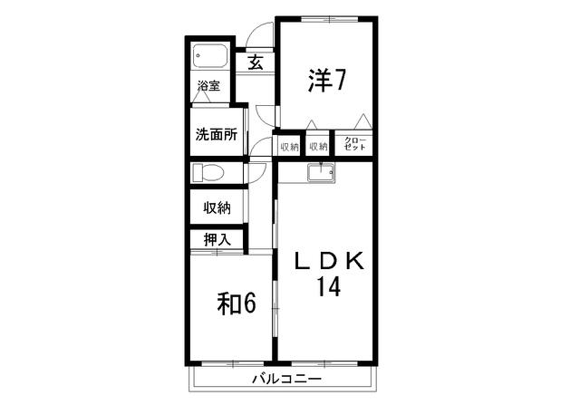 ロイヤルガーデンII(2LDK/4階)の間取り写真