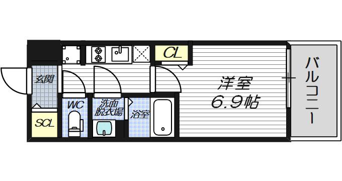 プレサンス大阪都島エレナード(1K/6階)の間取り写真