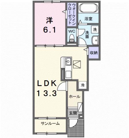 サニーフラットII(1LDK/1階)の間取り写真