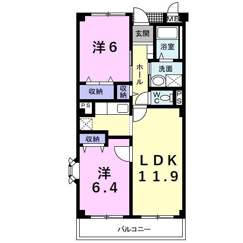 ミールム・グラディオ(2LDK/3階)の間取り写真