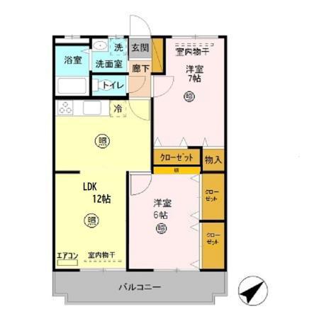 ファインステージ鴻巣(2LDK/1階)の間取り写真