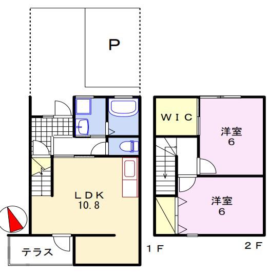 ビッグフォレスト宮上(2LDK/1階)の間取り写真