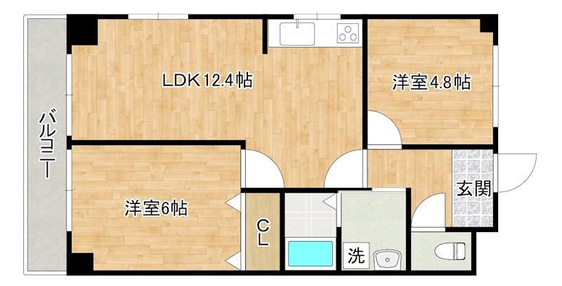 第4共立ビル(2LDK/4階)の間取り写真