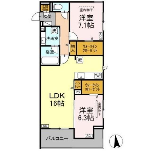 GRAND VIEW KAI(2LDK/3階)の間取り写真
