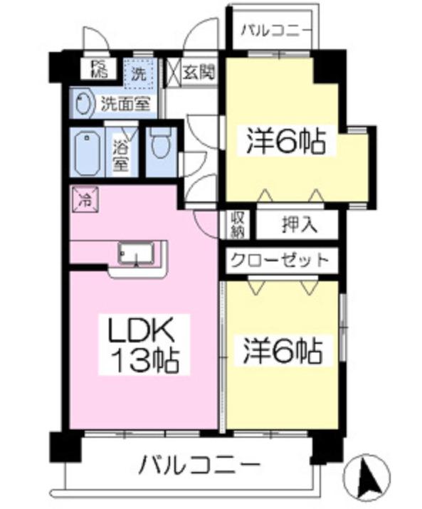 グリーンヒル櫛原(2LDK/1階)の間取り写真
