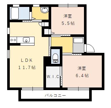 メゾン・シャルムM(2LDK/1階)の間取り写真