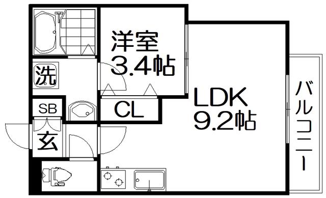 RETERASU光善寺(1LDK/2階)の間取り写真