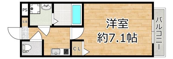 グランエクラ加島II(1K/1階)の間取り写真