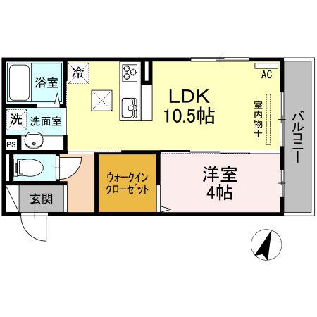 プレーゴ東雲本町(1LDK/1階)の間取り写真