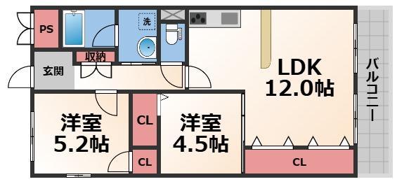 シティーコーポ長田(2LDK/2階)の間取り写真