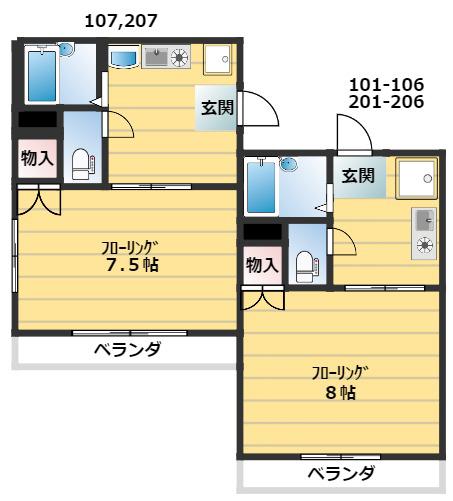 ダンディライオンYAMAGUCHI(1K/1階)の間取り写真