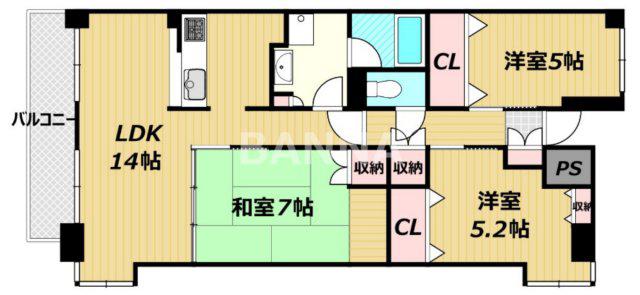 クレストコート門田(3LDK/1階)の間取り写真