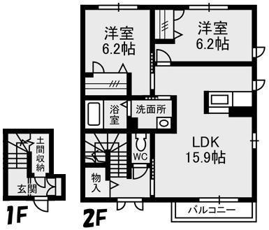 サニーコート清住(2LDK/2階)の間取り写真