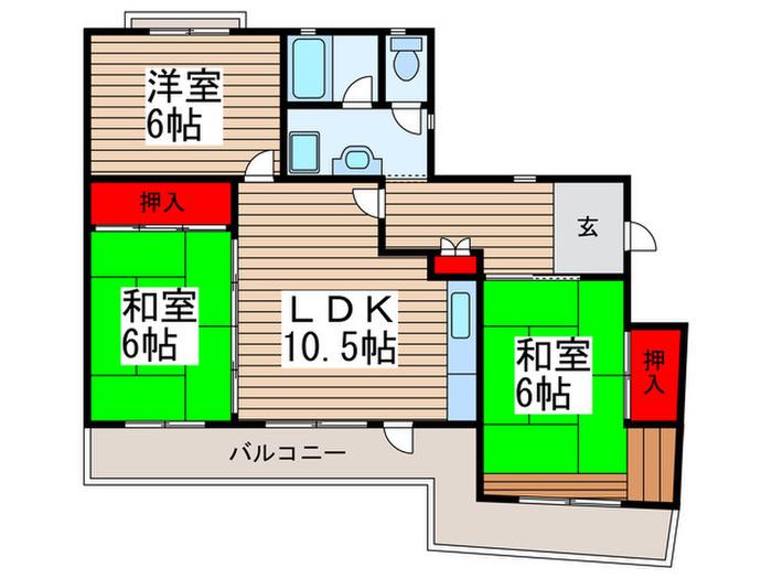ハイムアスプ(3LDK/2階)の間取り写真