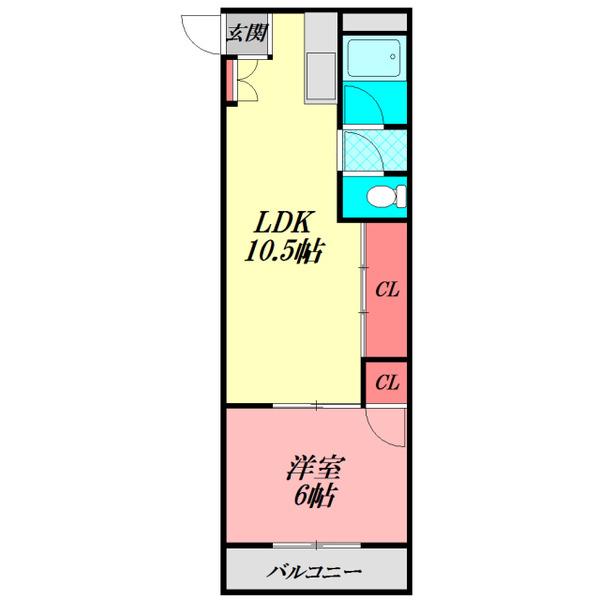 成和ハイツII(1LDK/2階)の間取り写真