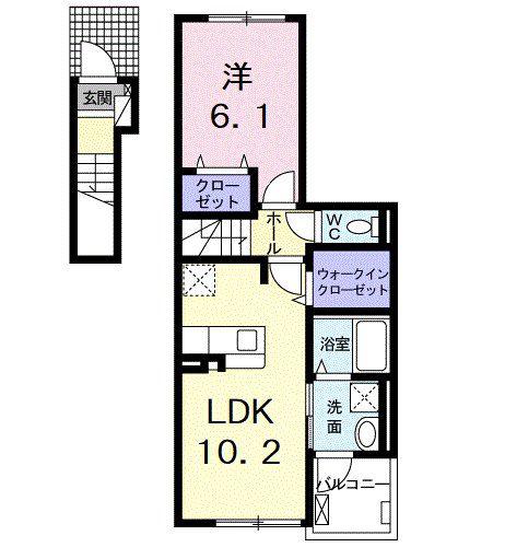 ペガサスA(1LDK/2階)の間取り写真