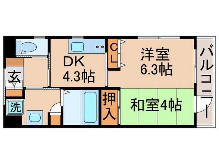 さくら弐番館(2DK/3階)の間取り写真