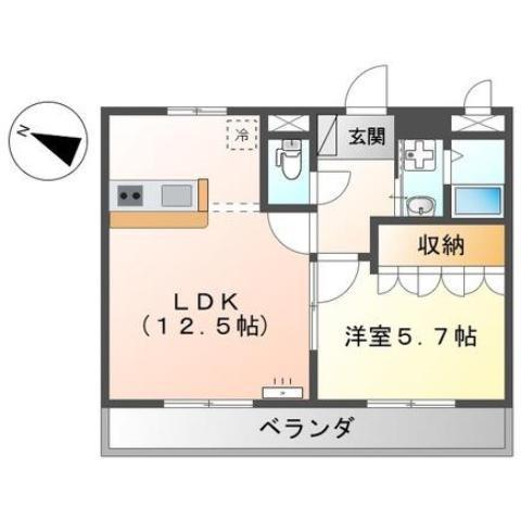 エミー・ド・ボヌール(1LDK/2階)の間取り写真