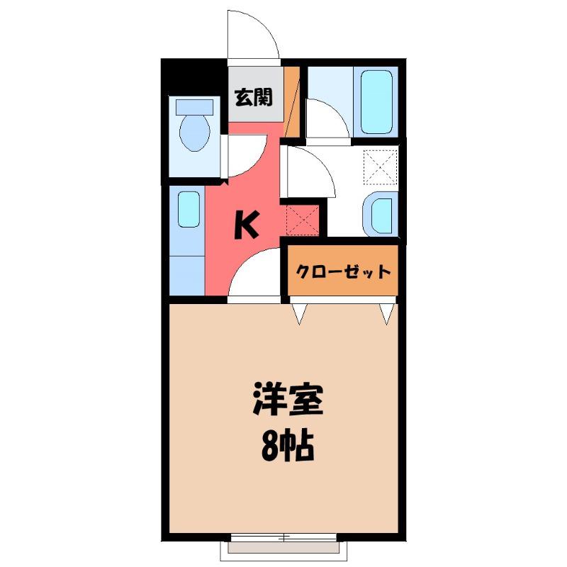 ハイブリッジA(1K/2階)の間取り写真