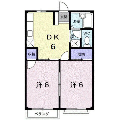 エルディム伊田(2DK/2階)の間取り写真