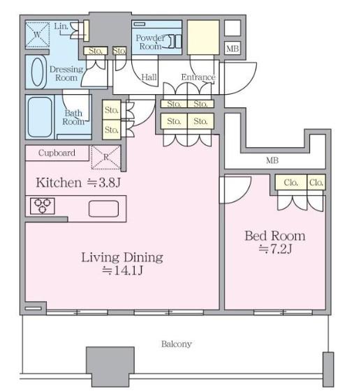 WORLD TOWER RESIDENCE(1LDK/29階)の間取り写真