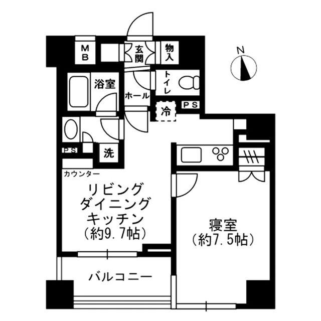 レジディア四谷三丁目(1LDK/3階)の間取り写真