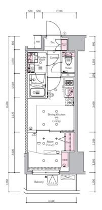 シーフォルム住吉2(1DK/2階)の間取り写真