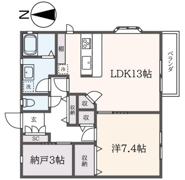 ドルチェ宮前(1SLDK/2階)の間取り写真