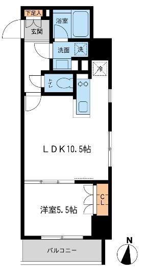 レジデンス両国駅前(1LDK/3階)の間取り写真