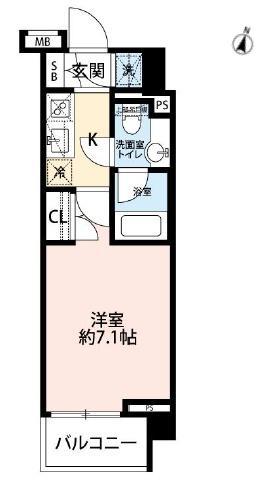 パレステュディオ代々木上原(1K/1階)の間取り写真