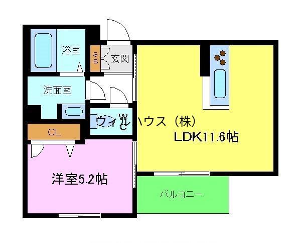 ソラーナ堺市駅(1LDK/2階)の間取り写真