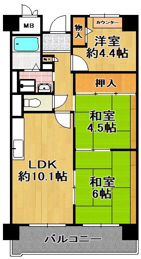 メゾンドーム三軒家(3LDK/6階)の間取り写真