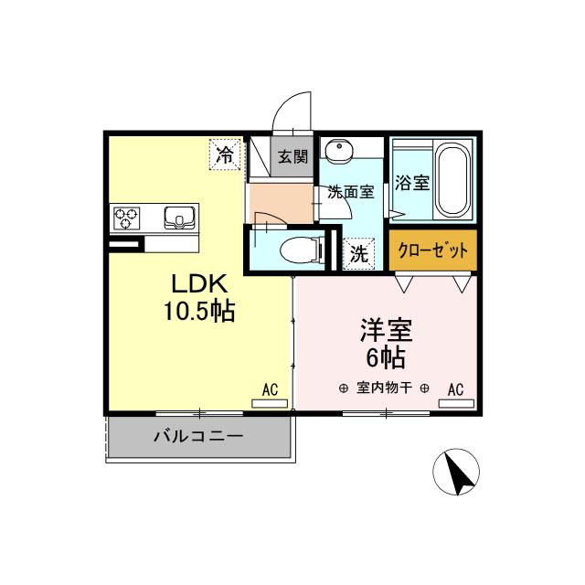 D-ROOM オンブラージュ・マロニエ(1LDK/3階)の間取り写真