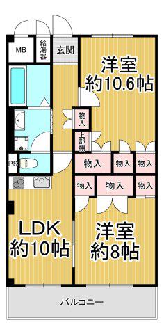 コボリクラスタ西宮北口(2LDK/5階)の間取り写真