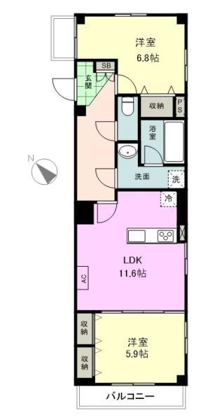 グレイスコート(2LDK/2階)の間取り写真